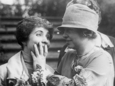 Helen Keller reading Mrs. Coolidge's lips