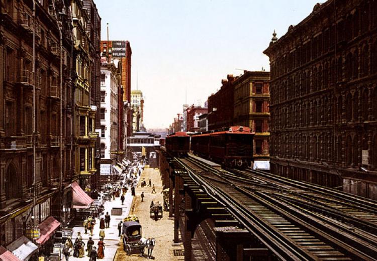 Wabash Ave north from Adams Street, Chicago, Illinois, 1900
