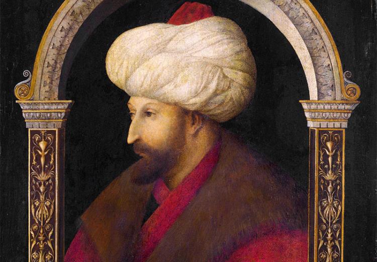 The Portrait of Ottoman Sultan Mehmed the Conqueror by İtalian painter Gentile Bellini, 1480.