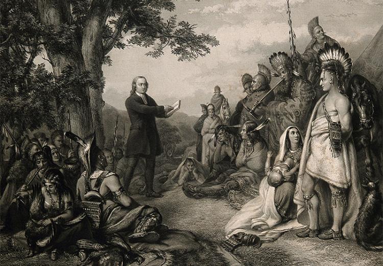 John Wesley preaching to American Indians