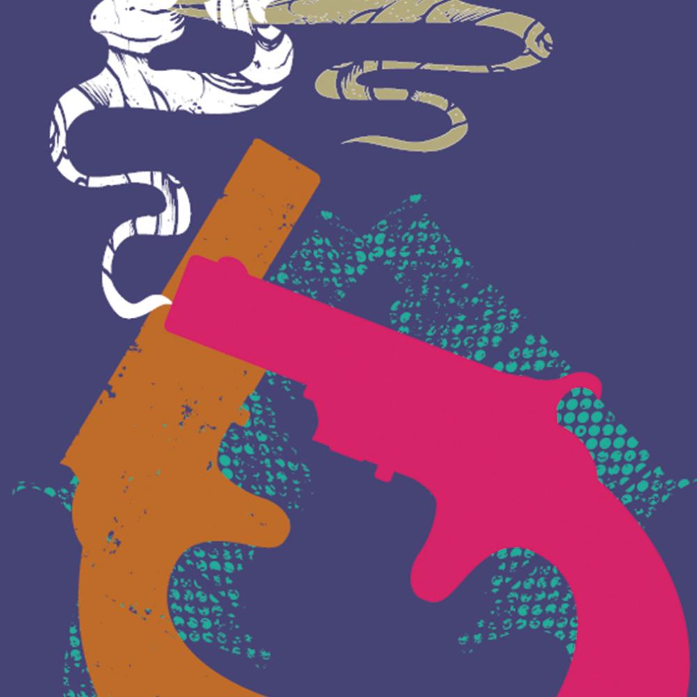 Abstract composition of two smoking guns