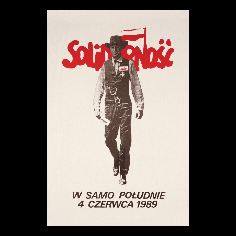 High Noon movie poster of Gary Cooper with Polish text