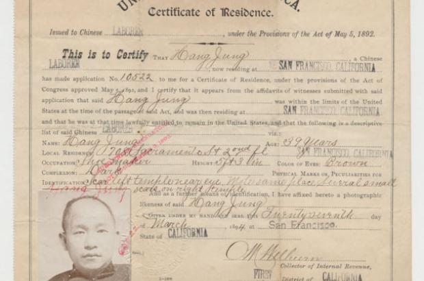 Chinese American Certificate of Residence