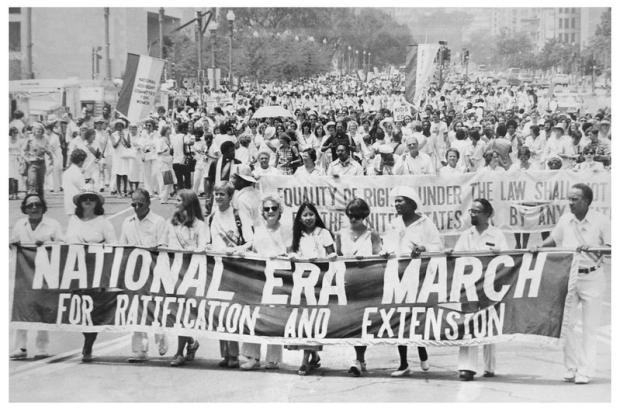 An Equal Rights Amendment demonstration proceeds down Pennsylvania Avenue toward the U.S. Capitol July 9, 1978.