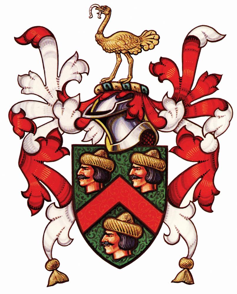 green shield with red and white embellishment