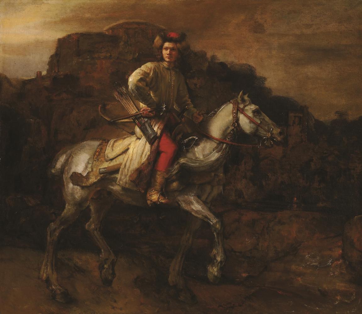 Oil painting of a man on a horse