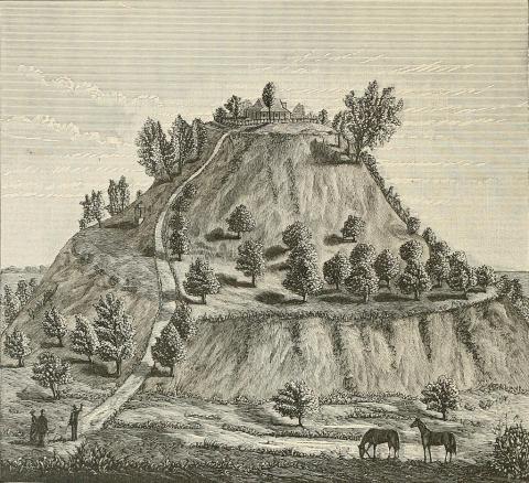Monks Mound, Cahokia site (illustration ca. 1882).
