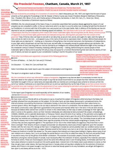 Text with red annotations from convention proceedings as printed in The Provincial Freeman
