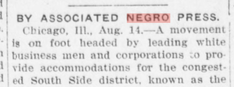  "Associated Negro Press" in newspaper