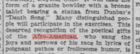 "Afro-American" in Newspaper