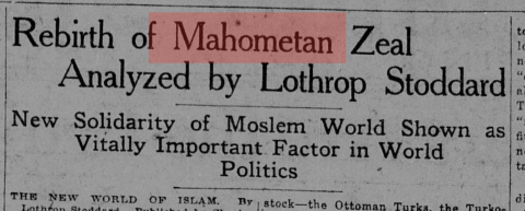 "Mahometan" in Newspaper