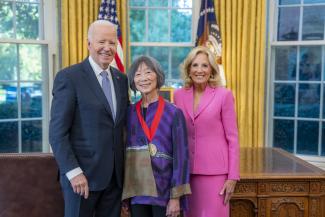 President Biden and Dr. Jill Biden with Pauline Yu, National Humanities Medalist