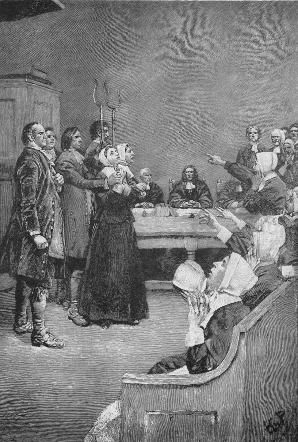 A nineteenth-century engraving by Howard Pyle of the Salem Witch Trials.&nbsp;