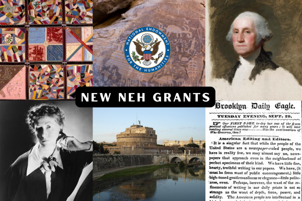 images of Queens Quilt, Butte Monument petroglyphs, George Washington, Marianne Moore, Castel Sant'anglo, and Brooklyn Daily Eagle