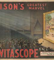 Edison's greatest marvel: The Vitascope, Color lithograph, c. 1896.