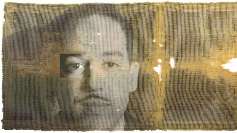 Stylized portrait of Langston Hughes