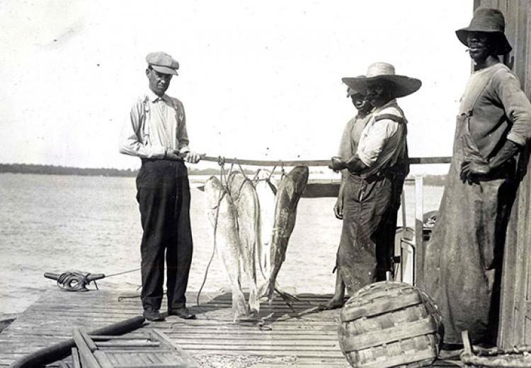 Fishermen at South Island Dock