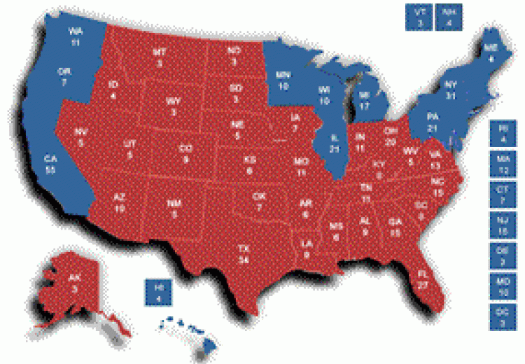 electoral map of united states