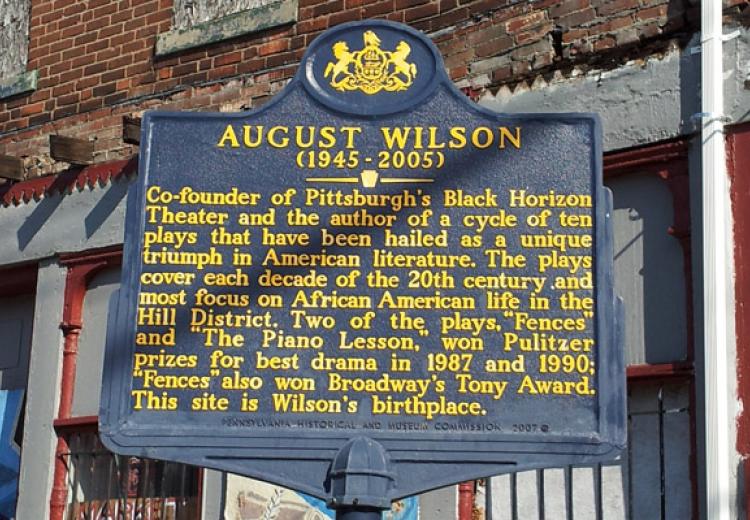 The plaque in front of August Wilson's childhood home.