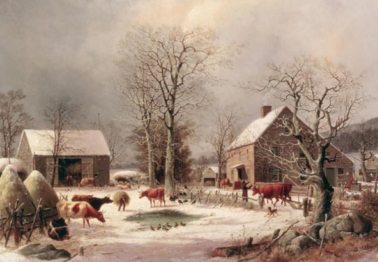 George Henry Durrie, "Farmyard in Winter," 1858