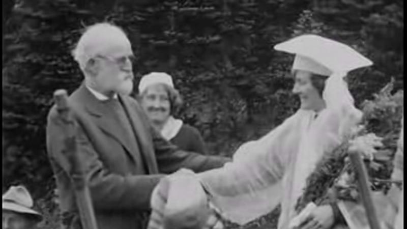 1930 Summer Outing, Mt. Rainier, Edmond Meany and unidentified woman.