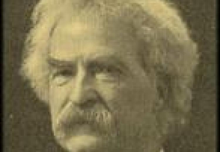 sepia headshot of Twain, mustachioed
