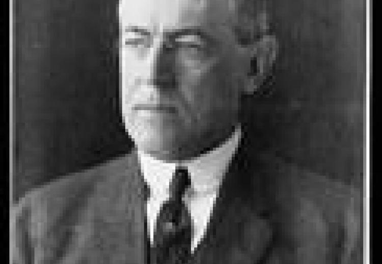 woodrow wilson in a dark suit, tie and glasses