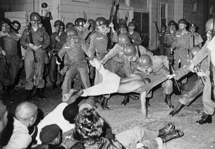 Clifford Vaughs, Student Nonviolent Coordinating Committee (SNCC) Photographer, Arrested by the National Guard, Cambridge, Maryland, 1964