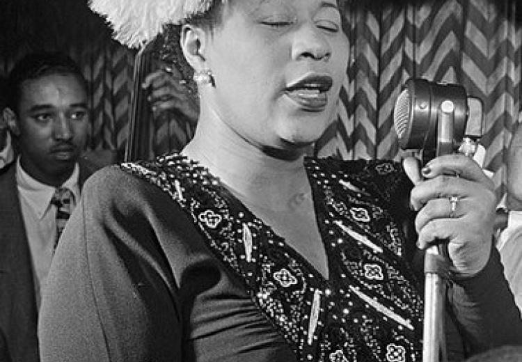 Ella Fitzgerald singing in New York City in 1947.