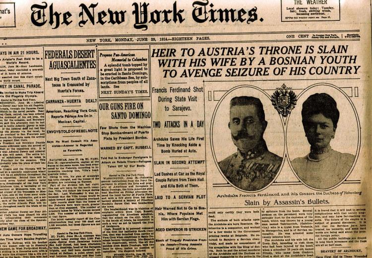Headline of the New York Times, June-29-1914