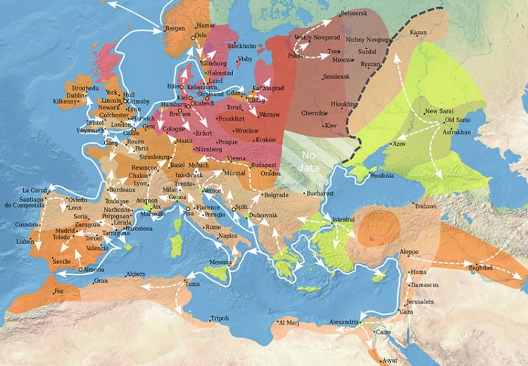 map of the spread of the black death        
        <figure class=