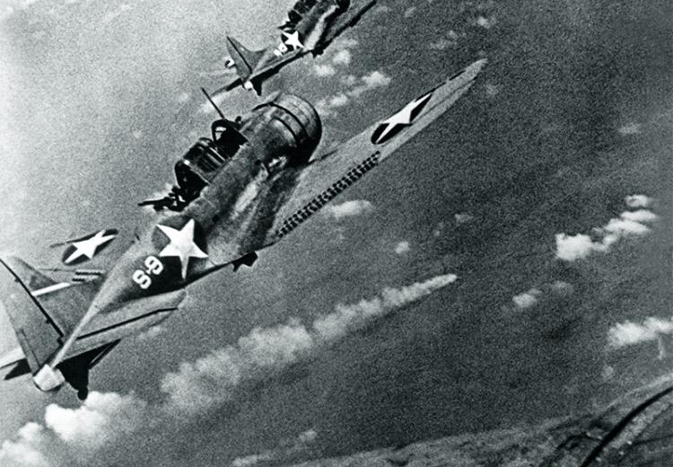 American dive bombers over Midway