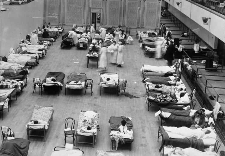 The Oakland Municipal Auditorium was use as a temporary hospital during the 1918 flu epidemic. Photo by Edward A. "Doc" Rogers.