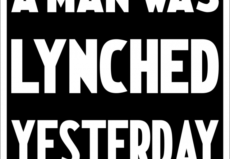 Replica of the NAACP's "A Man Was Lynched Yesterday" flag that was flown at the NYC headquarters during the 1920s and 30s.