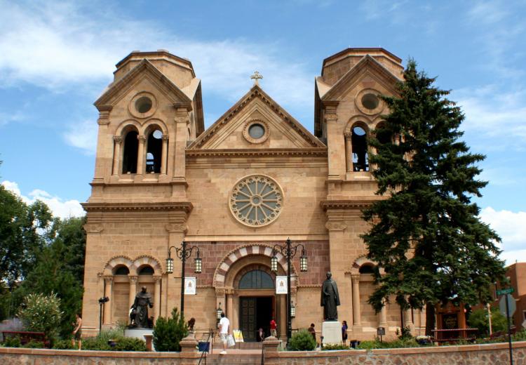 Facade of the Cathedral of St. Francis in Santa Fe, New Mexico