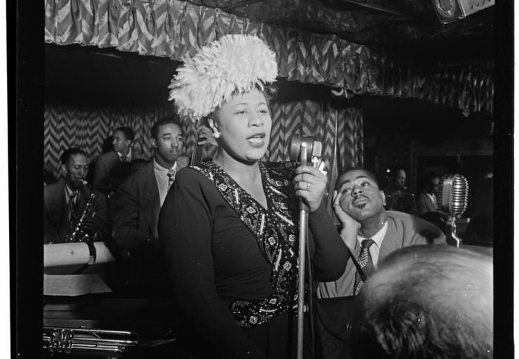 Ella Fitzgerald singing in New York City in 1947.
