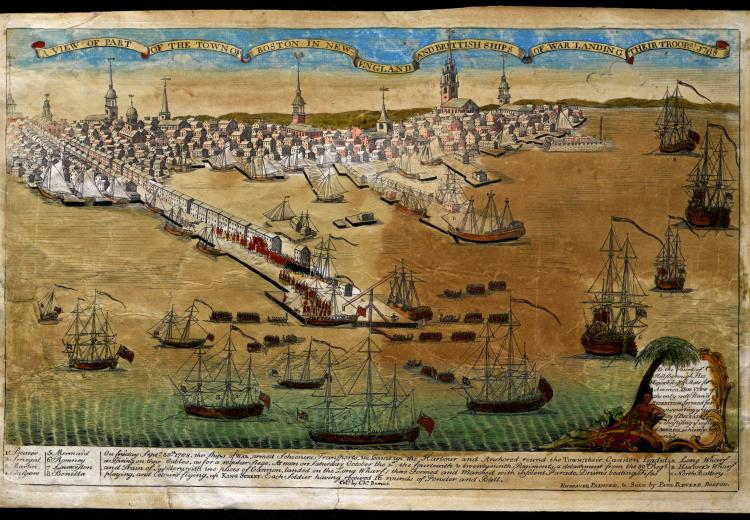 Paul Revere, "A View of Part of the Town of Boston in New England and Brittish Ships of War Landing Their Troops, 1768," Boston, 1770.