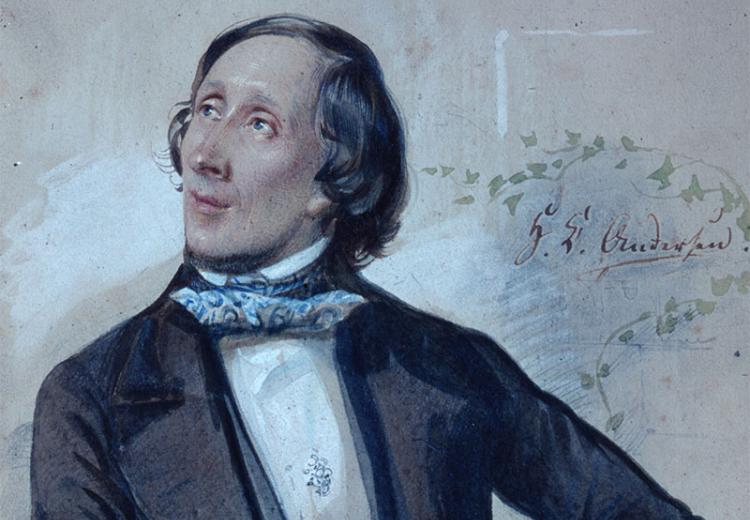 Hans Christian Andersen, watercolor by Carl Hartmann, 1845.