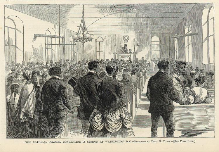 Illustration from Harper's Weekly of the Colored National Labor Union convention in Washington, D.C. 