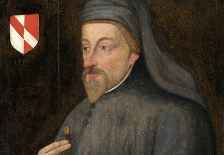 Portrait of Geoffrey Chaucer, British poet and comptroller of customs, circa 1340 -1400.