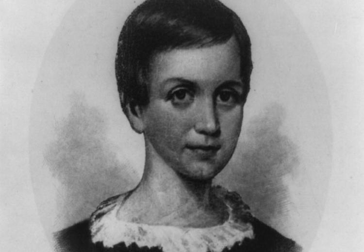 Emily Dickinson, head-and-shoulders portrait.
