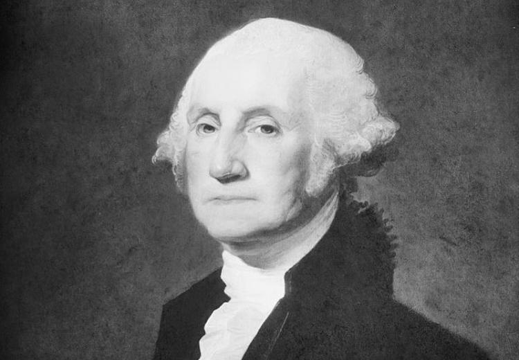 Portrait of George Washington, painted by Gilbert Stuart.