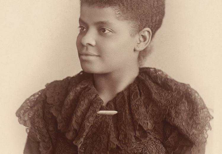 An upper body photograph of Ida B. Wells Barnett from c. 1893