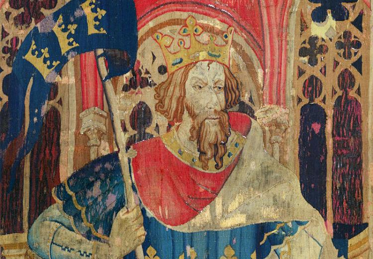King Arthur as one of the Nine Worthies, detail from the 'Christian Heroes Tapestry' in The Cloisters, New York.