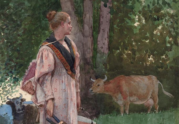 Winslow Homer, The Milk Maid, 1878 (detail). A study in complementary colors.