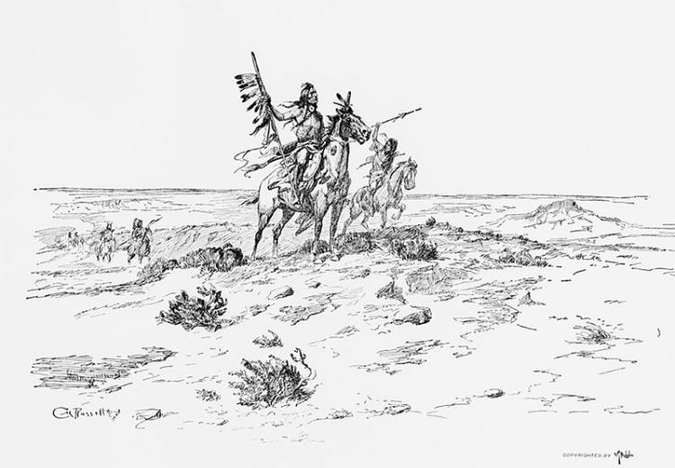 The Indian of the plains as he was - C.M. Russell.