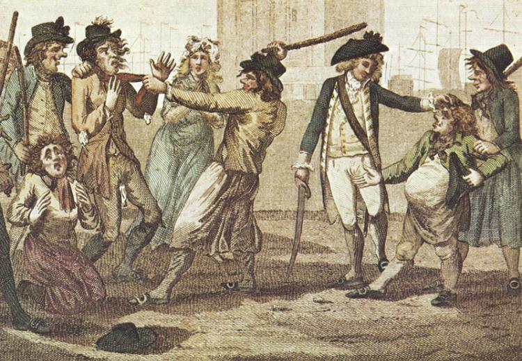1780 caricature of a press gang.