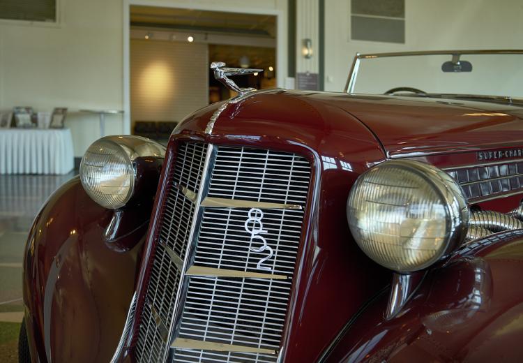 Grille and hood ornament on a 1936 Auburn 852 Cabriolet